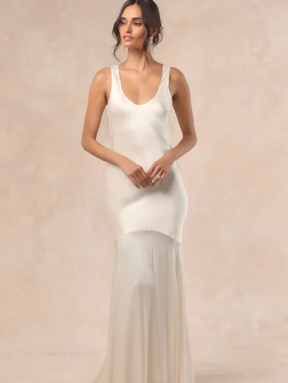 Love All of Me Champagne Satin Maxi Dress